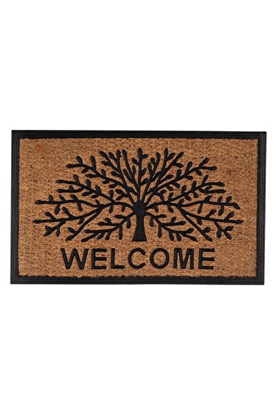 BAMI NETWORK Covoras intrare maro Pomul Vietii 75x45cm fibre nuca cocos