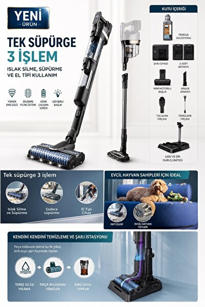 Philips Aqua Trio Yeni 9000 Serisi Islak&kuru Dikey Süpürge, Tek Süpürge 3 Iş...