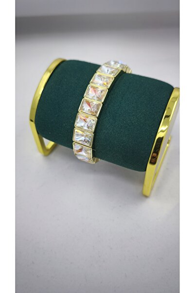 VOBEEYKU Rectangular Colored Crystal Stone Rubber Bracelet