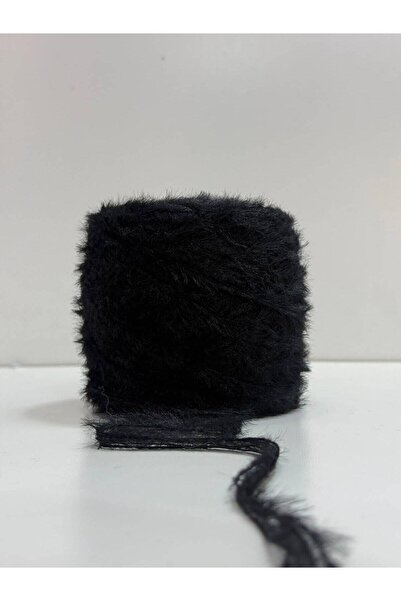 DmrTuhafiye Rabbit Hair Fur Yarn Hand Knitting Yarn 200Gr - Black