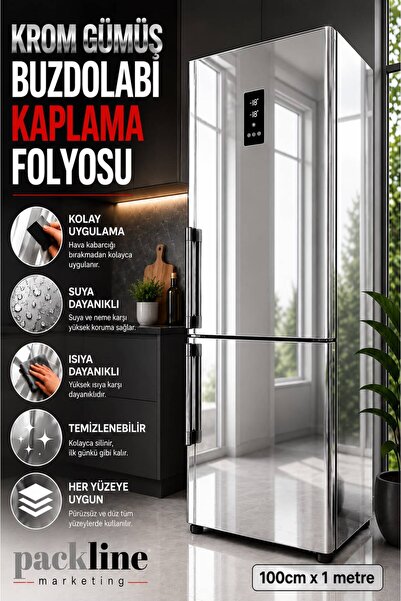 Packline Marketing Srebrna hromirana folija za oblaganje frižidera 100cm x 1m