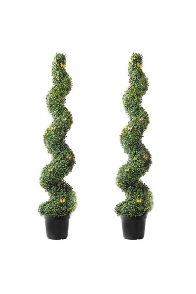 OEM Set 2 plante artificiale spirala, Inaltime 152.4 cm, Verde, PE si Otel ca...