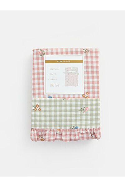 LC Waikiki I Floral Embroidered Gingham Double Duvet Cover Set from Freezen S...
