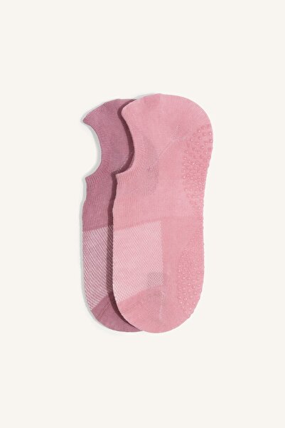 DeFacto Women's Ballerina Cut Non-Slip Sole 2-Piece Cotton Pilates Socks I128...