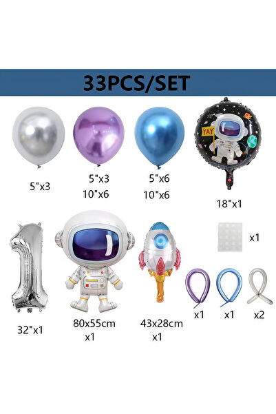 Choice NUMBER AS SHOWN TKkong 33-1 33 Pcs Outer Space Astronaut Rocket Balloo...