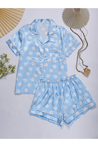 Take Two By Styli Multi-Color Star Print Shirt and Shorts Pajama Set