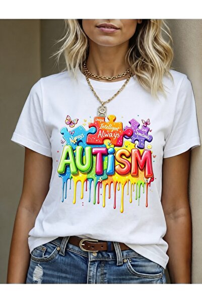 Generic Brand Colorful Autism Puzzle & Butterflies,100% cotton,premium cotton...