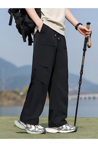 Take Two By Styli Men Black Wide-Leg Cargo Pants
