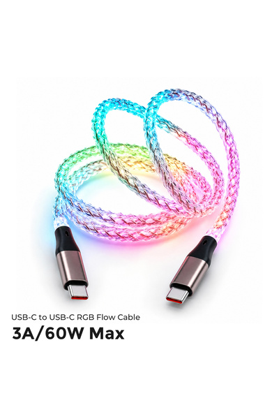 Choice 1m USB C-C 60W Max Light Up Type C Charger Cable PD100W Fast Charging ...