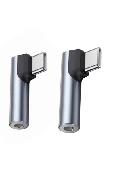 choice2 grey 2pcs Type C to 3.5mm Jack Elbow Headphone Adapter Supports Voice...