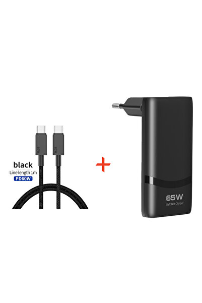 Choice KR 65W Dual Type-C GaN Fast Charger EU Foldable Plug PD QC Quick Charg...
