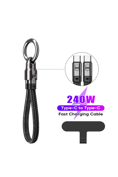 Choice 0.22m Black C-C 240W Short USB C PD Fast Charging Cable,0.22m Keychain...