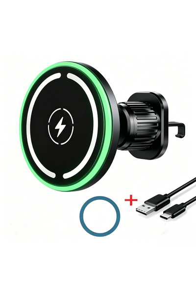 Choice1 Black with cable LED Wireless Charger Magnetic Car Phone Holder for i...