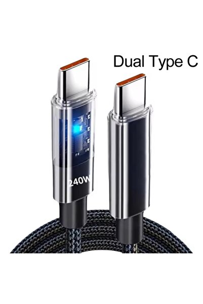 Choice5 1.5m Dual Type C 240W Nylon Cable USB Type C Super Fast Charging Cabl...