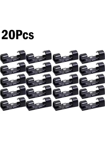 Choice11 20X-Black Cable Clips Organizer Drop Wire Holder Cord Management Sel...