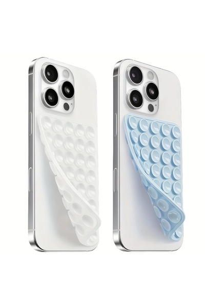 choice2 White Blue 2pcs Double-Sided Silicone Suction Cup Phone Stand for Iph...