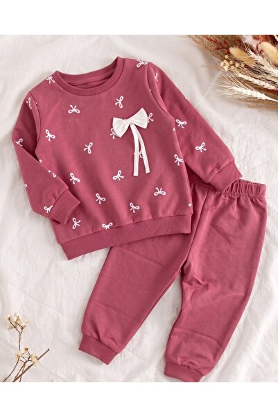 Egelite Girl's Seasonal 1-2-3-4 Year Old Bow Detailed 2 Threaded Top and Bott...