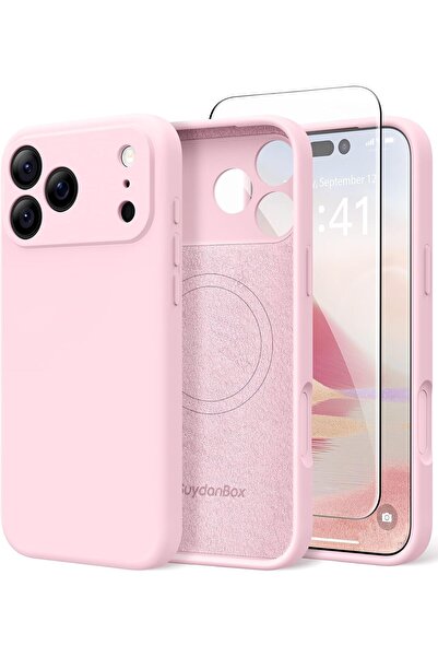 SUYDANBOX Magnetic for iPhone 17 Pro Case Silicone Chalk Pink | Fit for MagSa...