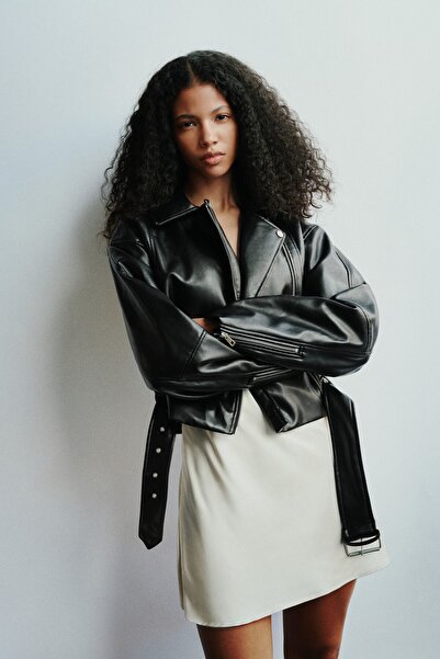 Pull & Bear Suni deri biker ceket