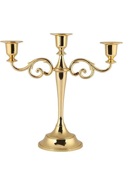 AMONIDA 3 Stands Candle Holder, Optional Colors 3 Arms Candlestick, Metal Bea...