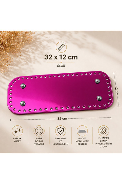 Kanguroom Bright Pink Bag Base 25 × 12 cm – Pre-Drilled, with 4 Metal Legs