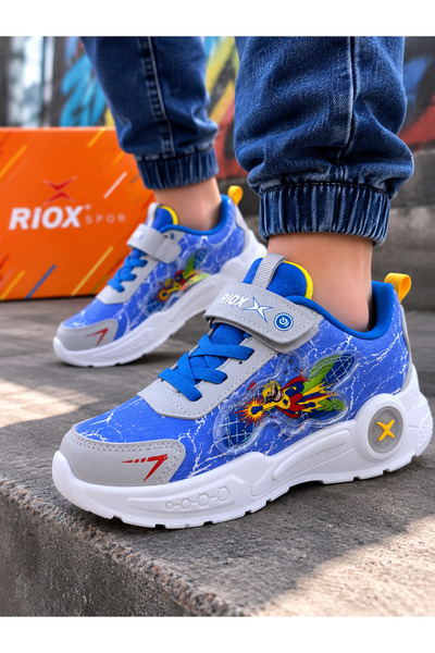 ALTUNTAŞ Boys' Velcro Printed Non-Slip Sole Casual Sports Shoes School Shoes