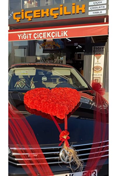 Araç Süsleme Kırmızı Büyük Kalp – Gelin Arabası Süsü – Düğün ve Organizasyon Dekoru