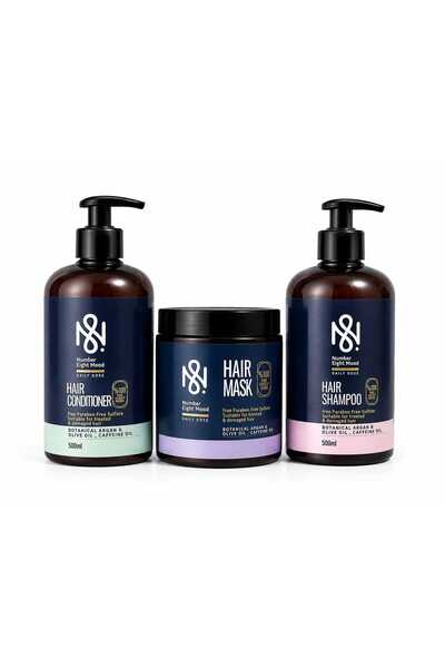 N8 - مجموعة الترميم الثلاثية المكثفة للشعر المعالج والمتضرر (شامبو + بلسم + م...