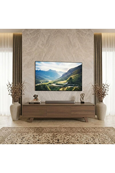 Al Hadaya Mall Brown Plasma Table with Modern Design - Brown Wood - 180x40x42 cm
