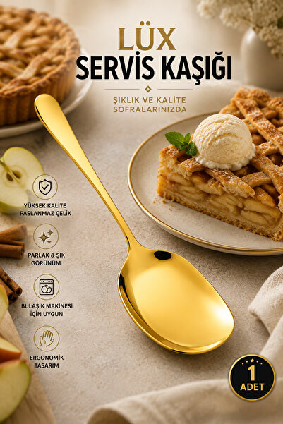 Ercazzo Gold Serving Spoon 21 cm Stainless Steel Luxury Presentation Spoon Sa...