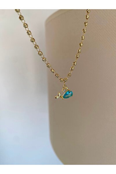 Bade Jewelry Fd Vip Gold Blue Stone Whale Detailed Anti-Tarnish Steel Stylish...