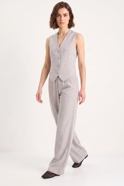 Generic Brand Women's High Waist Lined Gray Top and Bottom Set