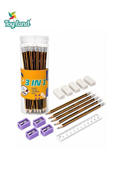 TOY LAND 24-Piece HB Pencil Set with 1 Ruler, 4 Pencil Sharpeners & 5 Erasers...
