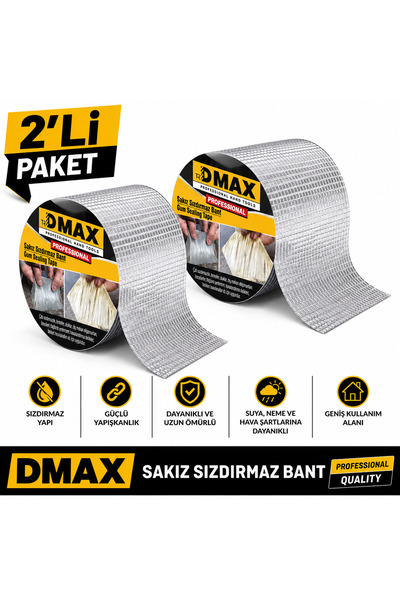 YANARLAR DMAX Sızdırmazlık Sakız Bant 96 mm x 2 Metre – Güçlü Yapışkanlı Su Y...