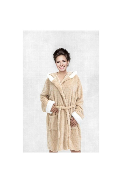 Generic Brand Robe with Soft Fur Hat - Canon - T-Beige