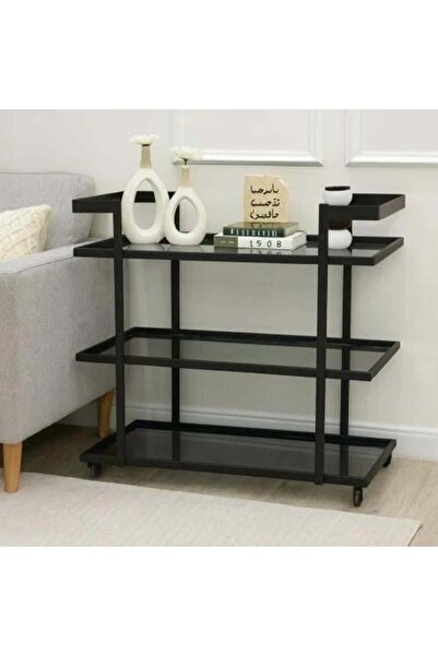 TELAL AL SHIFA Black Serving Cart 3 Tiers 100x90x40