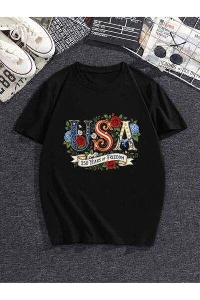 2BIR American Freedom Men's 250th Anniversary Floral Print T-Shirt, Vintage P...