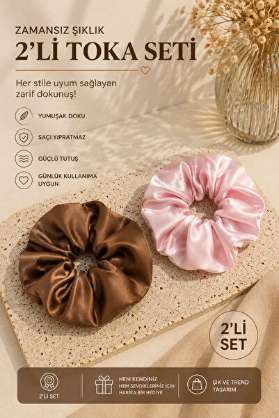 Chunky Frame Satin Women-Children 2-Piece Hair Elastic Hair Tie Set