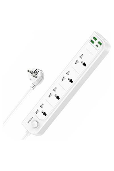 Yesido Πολύπριζο MC20 - 4 Πρίζες 230V + 3xUSB + Type C με καλώδιο 2μ - Λευκό