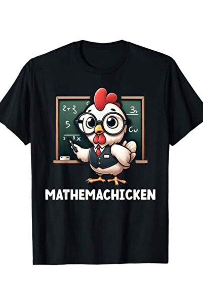 k222 Funny Math Teacher Chicken Mathemachicken Pun T-Shirt, 100% Cotton, Desi...