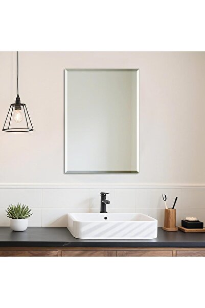 MODERN Frameless Wall Mirror Beveled Edge 28” x 20“ Bathroom Mirror for Over ...