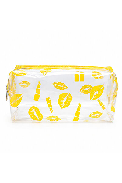 Torzende Transparent Makeup Bag with Lip Pattern Cosmetic and Organizer Bag