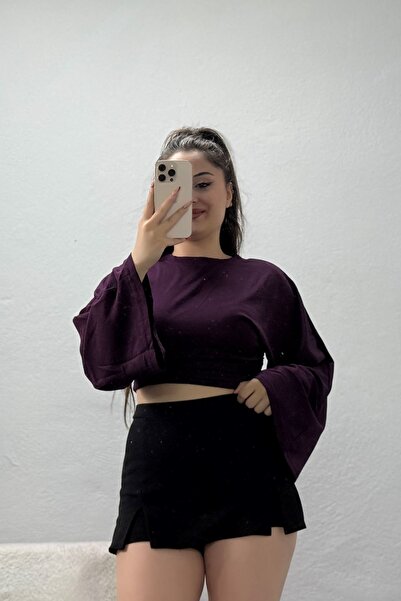 BELENDİR Women's Drawstring Modal Blouse Plum