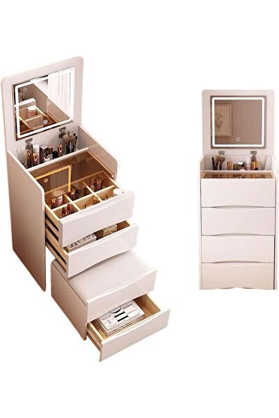 CityRiya -Long Vanity Desk with Flip Top Mirror and LED Lights, 3 Drawers Sma...