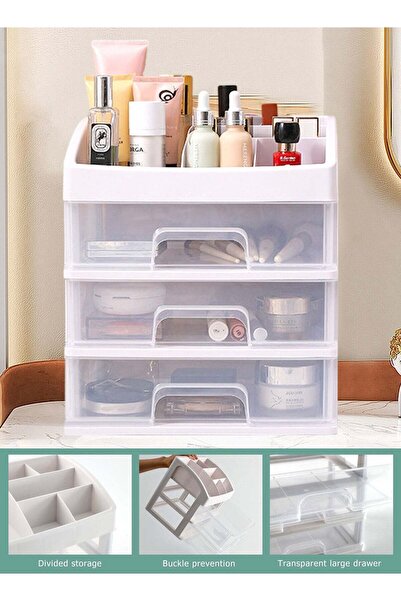 Homarket Makeup Organizer with 3 Drawers,Bathroom Vanity Countertop Storage C...