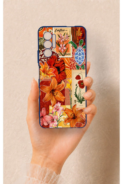 Vip Case Tecno Pova 3 Uyumlu Turuncu Zambak Desenli Silikon Kılıf