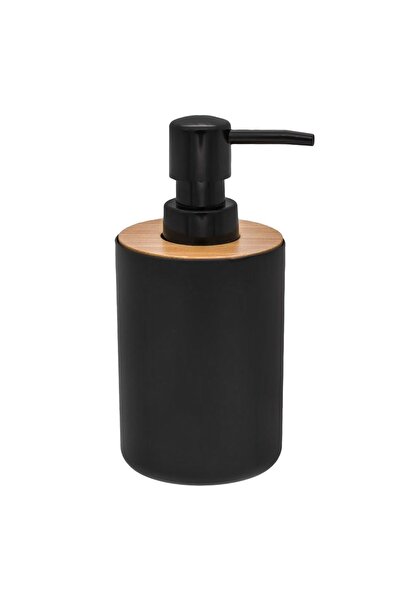 Zâna Casei Black Plastic Dispenser with Bamboo Lid for Liquid Soap 315ml