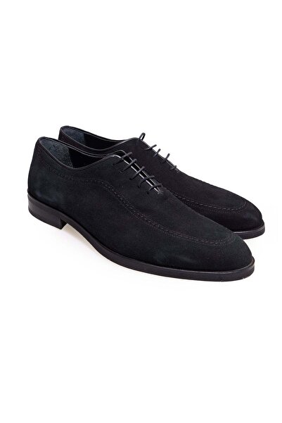 FRANCO CALVANI Black Color Lace-Up Genuine Leather Suede Men's Shoes