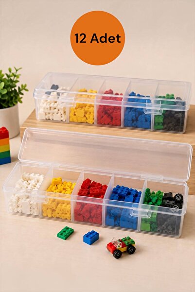 Bayev Vully 12 Pieces 5-Compartment Lego Storage Container with Lid - Multi-P...