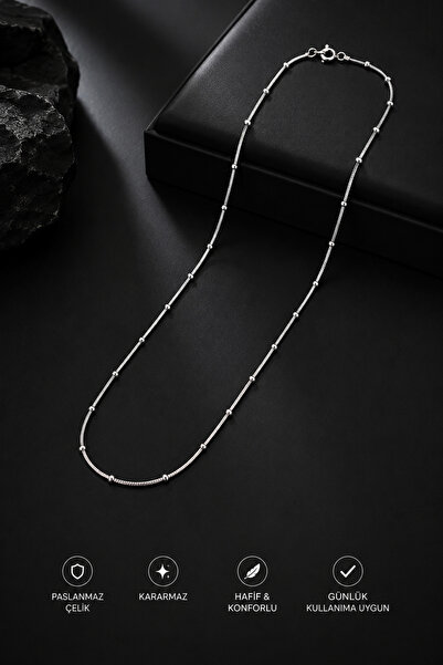 G Sport POLO Bead Detailed Thin Steel Necklace (60cm)